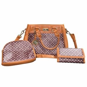 Danbury Mint Brown and Tan Shoulder Bag Set initials VB with hang tag Virginia